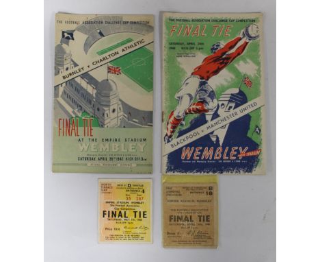A 1947 F.A. CUP PROGRAMME (BURNLEY V CHARLTON), together with a 1948 cup final programme (Blackpool v Manchester United), and