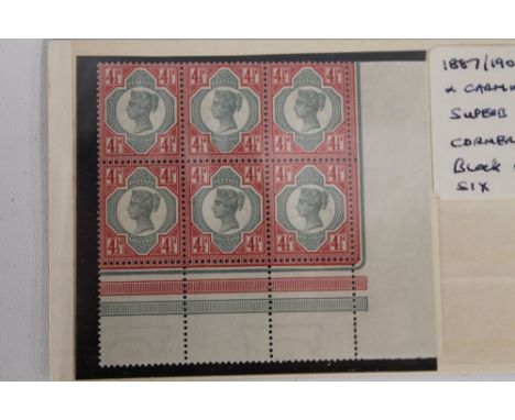 STAMPS - G.B. S.G. 206 1887 JUBILEE UK/M block of six corner marginal with Jubilee lines