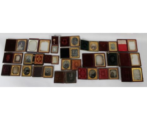 A COLLECTION OF MAINLY CASED DAGUERROTYPE AND AMBROTYPE PHOTOGRAPHS, approximately 20, some in cases A/F