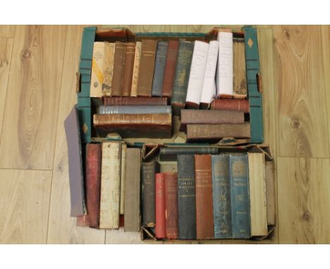 A BOX OF 19TH AND 20TH CENTURY LITERATURE to include J. M. Barrie, H. G. Wells etc., some first editions along with E. A. Ben