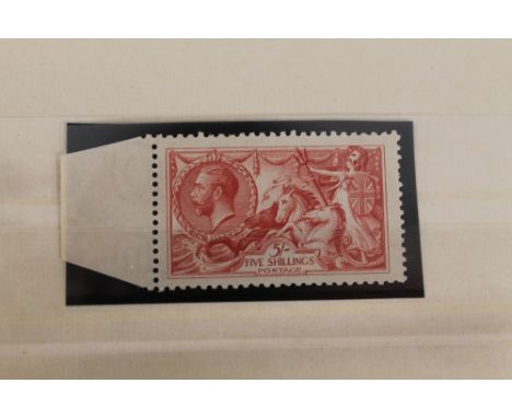 STAMPS - G.B. S.G. 416 1918 5/- Sea-horse UK/M marginal