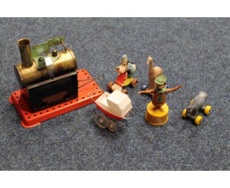 A COLLECTION OF VINTAGE TOYS to include a Mamod steam stationary engine A/F