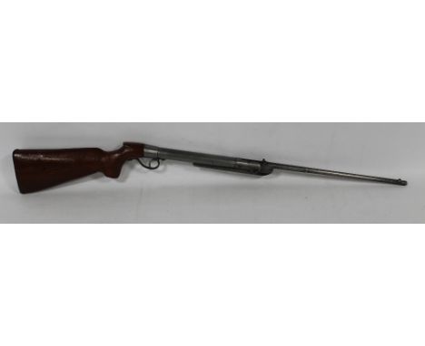 A VINTAGE BARREL COCKING AIR RIFLE, with locking lever, part octagonal barrel, L 108 cm