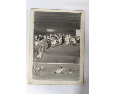 H. M. BATEMAN - INK, PEN / PAPER SKETCH ARTIST'S PROOF 'THE MAN WHO ONLY WANTED TWO HA'PENNIES FOR A PENNY!', signed bottom r