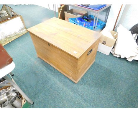 A late 19thC pine blanket box or tool chest, of rectangular for, quantity of model kits, electrical items, various bygones et