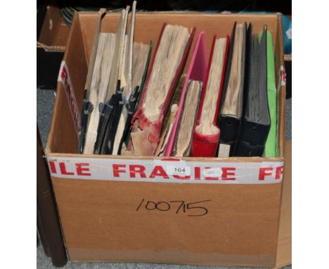 A quantity of stamp albums in one cardboard box, with GB, Commonwealth, some FDC 