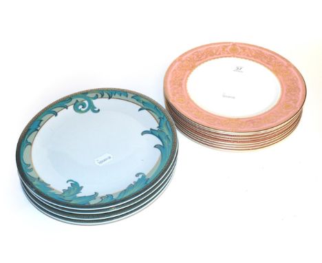 A set of eight Royal Worcester Balmoral pattern plates; and a set of four Rosenthal Versace Arabesque pattern plates (12)