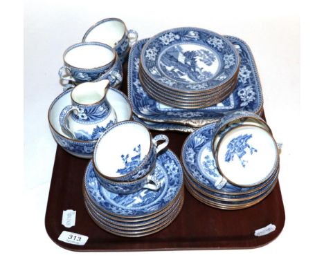 A Wedgwood blue and white tea service including two cake plates