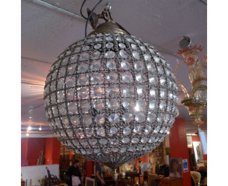 A chandelier globe with glass fittings 65cm high 