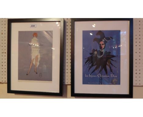 A pair of framed original Vogue advertising tearsheets from the 60's - Christian Dior 