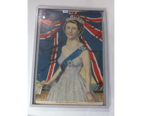 Raphael Hippolyte (St Lucia) an oil on board portrait of her Majesty Queen Elizabeth II, painted to commemorate her visit to 