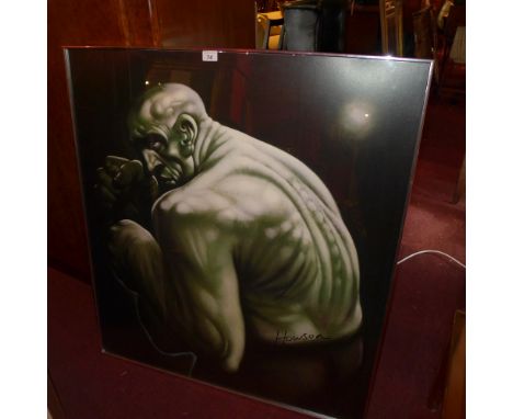 A large Peter Howson print, signed and framed 