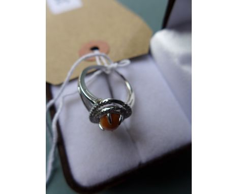 A ladies silver and opal dress ring, boxed 