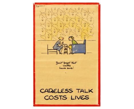 Original vintage World War Two poster by the notable British cartoonist and illustrator Fougasse (Cyril Kenneth Bird; 1887-19