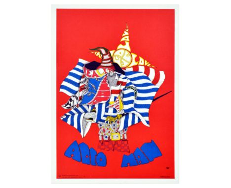 Original vintage advertising poster Acid Man by Berkeley Bonaparte featuring a psychedelic colourful illustration of a man in