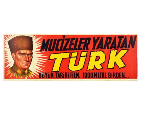 Original vintage movie advertising poster for a Turkish film Mucizeler Yaratan Turk Ataturk / Turk Who Makes Miracles, the po