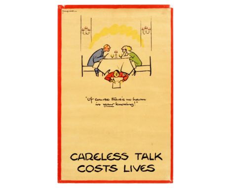 Original vintage World War Two poster by the notable British cartoonist and illustrator Fougasse (Cyril Kenneth Bird; 1887-19