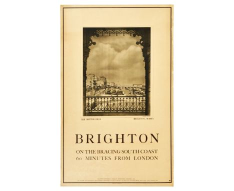 Original vintage travel poster for Brighton - On The Bracing South Coast 60 Minutes From London, featuring a photograph The B