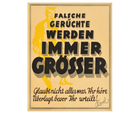 Original vintage German motivational workplace poster issued by Parker-Holladay company in Berlin. Doval was a German equival
