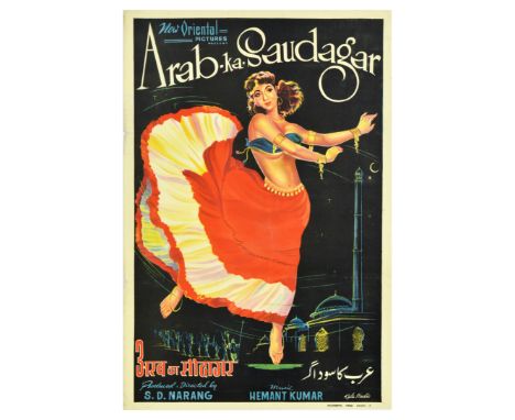Original vintage movie poster for Arab Ka Saudagar, a 1956 drama directed by S.D. Narang, starring Pradeep Kumar, Smriti Bisw