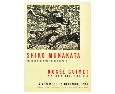 Original vintage advertising poster for Shiko Munakata Contemporary Japanese Engravings at the Guimet Museum 4 November - 5 D
