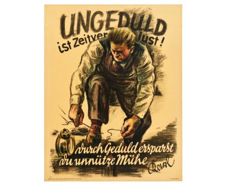 Original vintage German workplace poster issued by Parker-Holladay company in Berlin. Doval was a German equivalent of Bill J