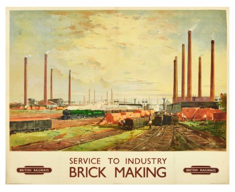 Original vintage British Railways travel poster - Service To Industry Brickmaking - Artwork by Charles Cundall (1890-1971) fe