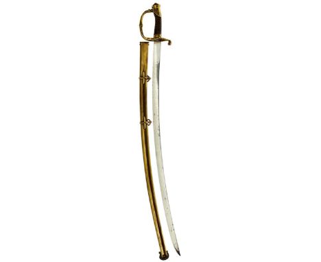 A PATTERN 1826-31 RUSSIAN OFFICER'S SWORD, 79.5cm curved blade, regulation brass hilt with D-shaped knuckle bow, looping side