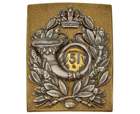 AN OFFICER'S SHOULDER BELT PLATE OF THE 51ST REGIMENT OF FOOT (THE 2ND YORKSHIRE WEST RIDING), the course stippled gilt plate