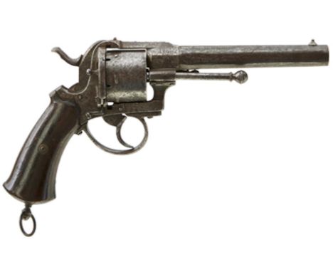 AN 11MM CALIBRE SIX-SHOT PINFIRE REVOLVER, 5.5inch sighted barrel, plain cylinder and frame, loading gate and ejector on the 