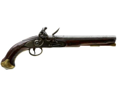 A .650 CALIBRE FLINTLOCK LIGHT DRAGOON PISTOL, 10inch barrel marked to the D. GUARDS, East India Company emblem and dated 179