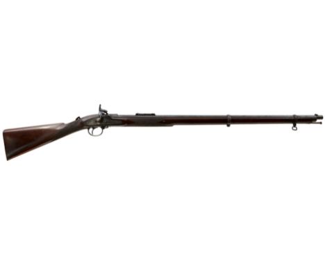 A .451 CALIBRE PERCUSSION WESTLEY RICHARDS MILITARY MATCH MONKEY TAIL RIFLE, 36inch sighted blued barrel fitted with rear lea