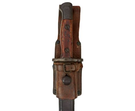 A 1907 PATTERN BAYONET, the forte with various Ordnance and date stamps, contained in its scabbard complete with frog.