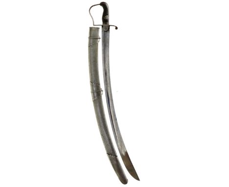 A 1796 PATTERN LIGHT CAVALRY OFFICER'S SWORD, 83cm curved blade retaining some original polish, etched with a panel of scroll