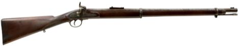 A .450 CALIBRE PERCUSSION TWO-BAND VOLUNTEER RIFLE BY LOWE OF CHESTER, 30.5inch sighted damascus barrel, border engraved sign