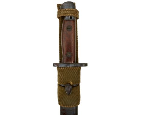 A RUTLAND HOME GUARD 1907 PATTERN BAYONET, dated 1918 and with maker's stamp for Sanderson, complete with scabbard and frog, 