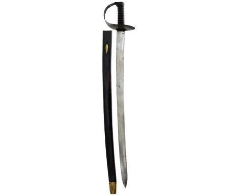 A PATTERN 1842 ROYAL NAVY CUTLASS, 73cm blade, regulation black painted bowl guard, ribbed iron grip, contained in its scarce