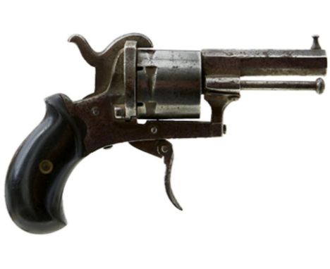 A BELGIAN 7MM SIX-SHOT CLEMENT NEW ENGLISH PATTERN PINFIRE REVOLVER, 2.25inch sighted octagonal barrel, plain cylinder and fr