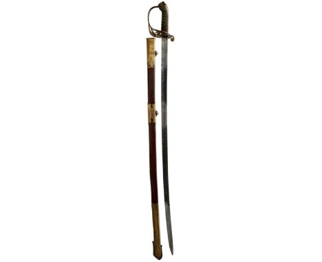 A VICTORIAN 1822 PATTERN INFANTRY OFFICER'S SWORD, 82cm pipe backed blade with spear point, regulation copper gilt gothic hil