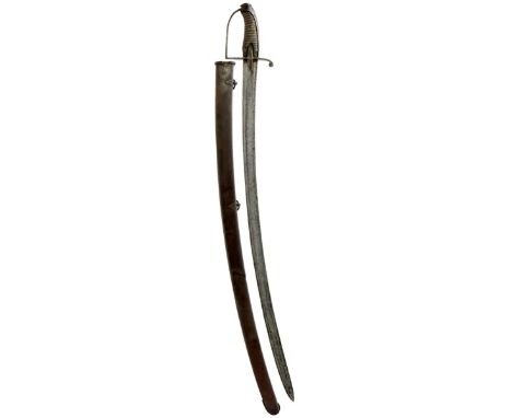 A 1788 PATTERN CAVALRY TROOPER'S SABRE, 91cm curved fullered blade double edged towards the tip, regulation steel hilt with D