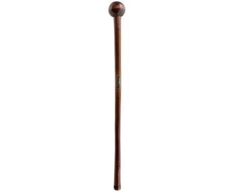 A LATE 19TH CENTURY ZULU KNOBKERRIE, of typical form, the tapering haft bearing white metal plaque engraved 'ZULU CLUB From E