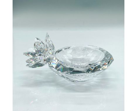 Stunning faceted cut crystal bowl with waterlily feature. Part of the Home &amp; Interior Collection. Swarovski etched mark. 