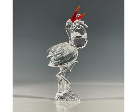 Lead crystal part of the Cheerful Times. The stork comes with a baby in basket that can be removed from its mouth. Made from 