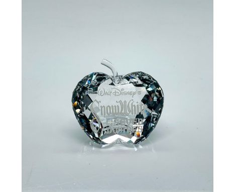 Faceted apple shaped display plaque of the Disney movie Snow White and The Seven Dwarfs. Swarovski etched mark. This item has