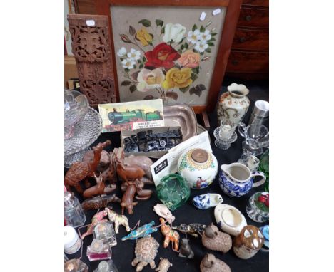 AN AIRFIX 'CITY OF TRURO' KIT (UNMADE), SCENT BOTTLES (empty), a Chinese ginger jar, painted firescreen, and sundries