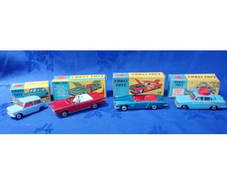 A CORGI TOYS NO.241 GHIA L.6.4 together with No.246 Chrysler 'Imperial', No.226 Morris Mini-Minor, and No.236 Austin A60 De L
