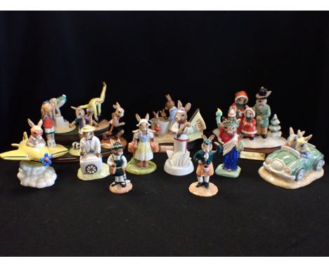 A COLLECTION OF ROYAL DOULTON BUNNYKINS FIGURINES to include; 'Chocs Away', 'Soccer', 'Basketball', 'Gymnast', 'Runner', 'Swi