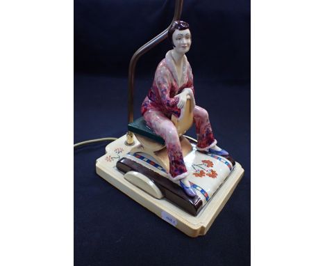 A PEGGY DAVIES /KEVIN FRANCIS ART DECO FIGURAL LAMP signed by Andy Moss (no shade)