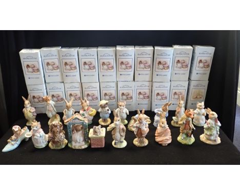 A COLLECTION OF ROYAL ALBERT AND BESWICK BEATRIX POTTER FIGURINES to include 'The Old Woman Who Lived in a Shoe', 'Tabitha Tw