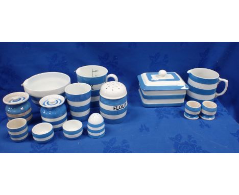 A COLLECTION OF T.G.GREEN CORNISH WARE together with two similar egg cups, a butter dish and a jug